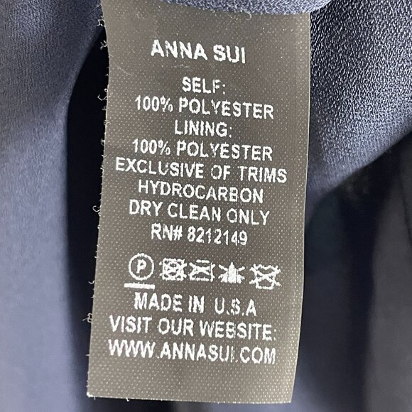 Anna Sui Womens 4 Blue Floral Sleeveless Dress V Neck Asymmetrical Hem - Picture 4 of 9